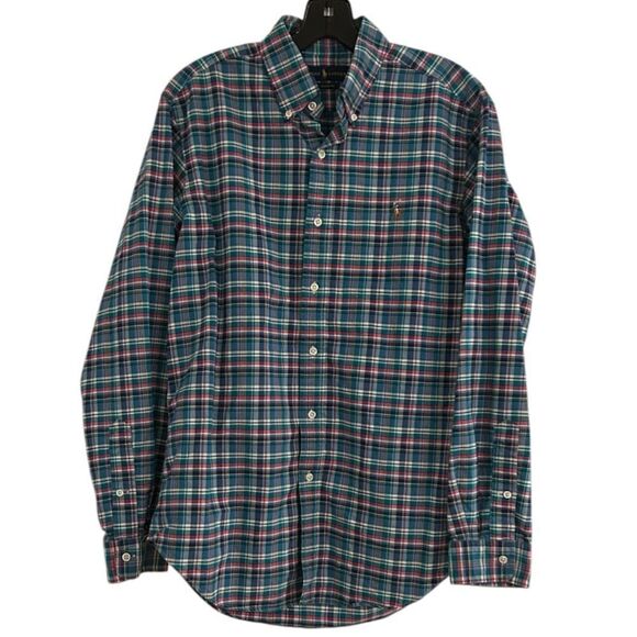 Ralph Lauren Classic Fit Plaid Cotton Red Green Multicolor Oxford Shirt Medium - Picture 3 of 6